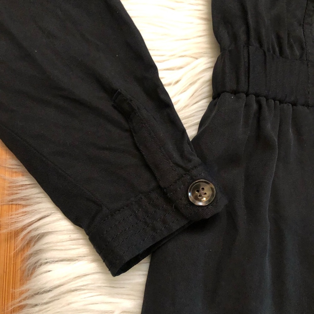 Banana Republic Tencel Black Tapered Leg Long Sleeves Utility Flight Jumpsuit 4 - Picture 7 of 16
